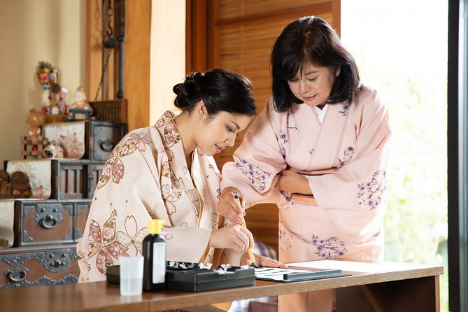 Calligraphy Experience With Simple Kimono in Okinawa