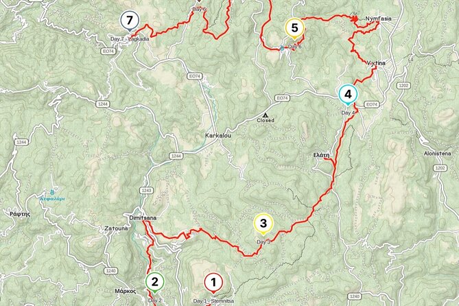 7-Day Μenalon Trail Private Hiking Tour - Itinerary