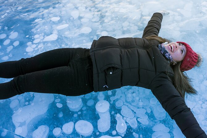 Canadian Rockies Abraham Lake Ice Bubbles Helicopter Tour - Scenic Helicopter Ride