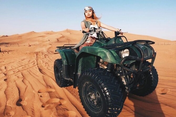 Desert Safari Dubai 25 Minutes Quad Bike Free Camel Ride BBQ Dinner - Pickup Details and Cancellation Policy