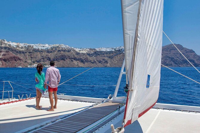 Santorini Cruise on Catamaran With BBQ & Open Bar - Tour Duration and Inclusions