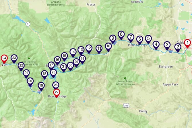 Smartphone Driving Tour B/W Breckenridge & Denver - Meeting Points and Pickup Information