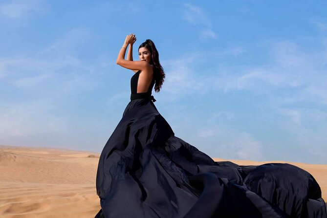 Dubai Flying Dress Private Photoshoot - Package Inclusions: Original Shots and Retouched Images