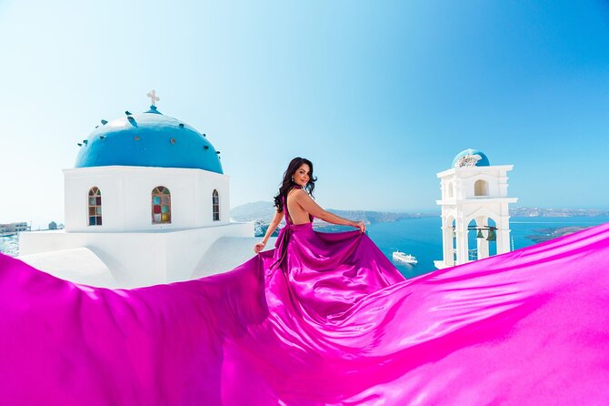 Flying Dress Photoshoot in Santorini With Pick up - Common Questions
