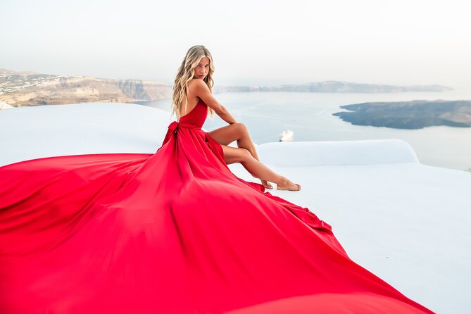 Professional Flying Dress Photoshoot In Santorini - Highlighting the Must-Do Activity in Santorini
