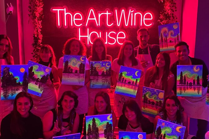 Paint a Neon Fluorescent Picture While Drinking Unlimited Wine - Common Questions