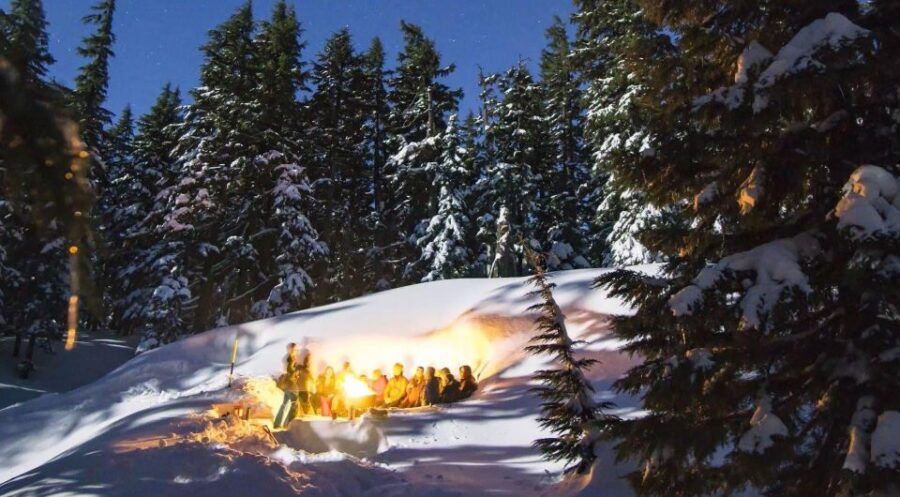 Bend: Cascade Mountains Snowshoeing Tour and Bonfire