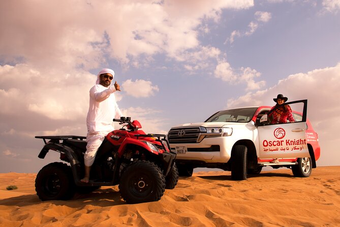 Dubai Self-drive Quad Bike, Sand Boarding, Camel Ride and Refreshments