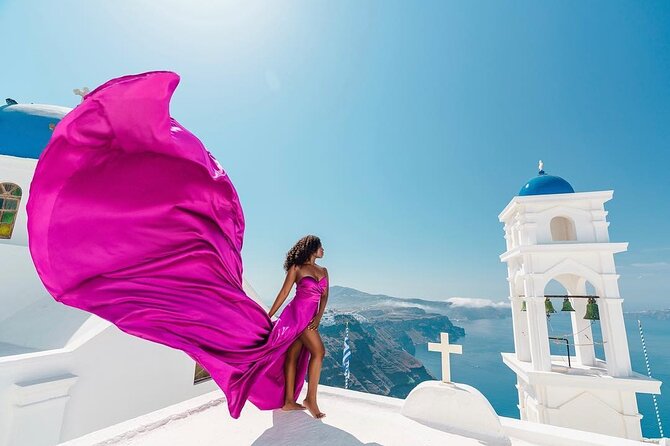 Flying Dress Photoshoot in Santorini With Pick up