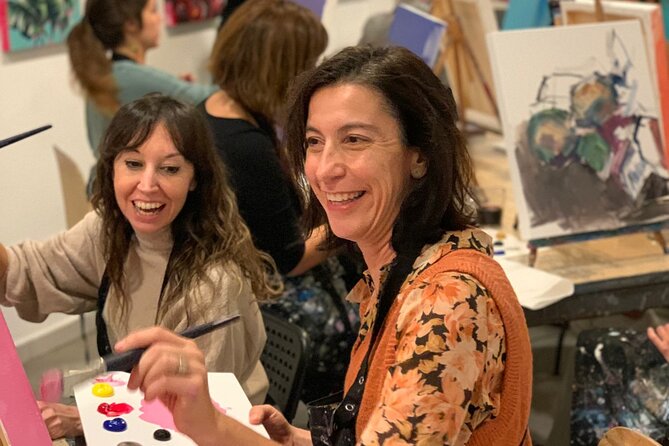 Painting and Wine Class in Our Hip and Casual Art Studio