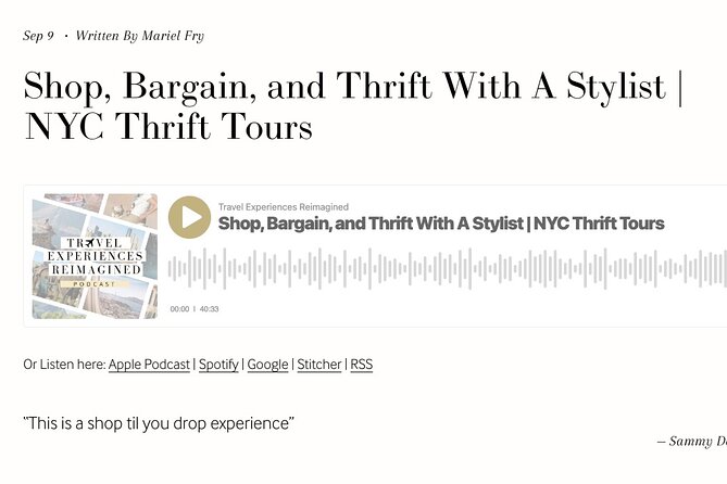 Private Secondhand Bargain Shopping & Styling Tour With a Personal Shopper 