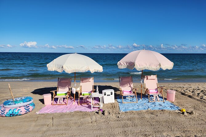 Ultimate Beach Day: Umbrella, Chairs, Yeti, JBL Speaker, Towels - Essential Beach Gear