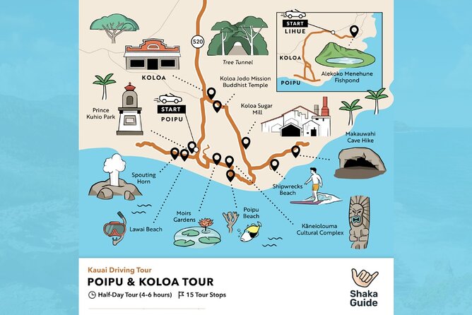 Kauai Poipu & Koloa Town Audio Driving Tour - Inclusions in the Package