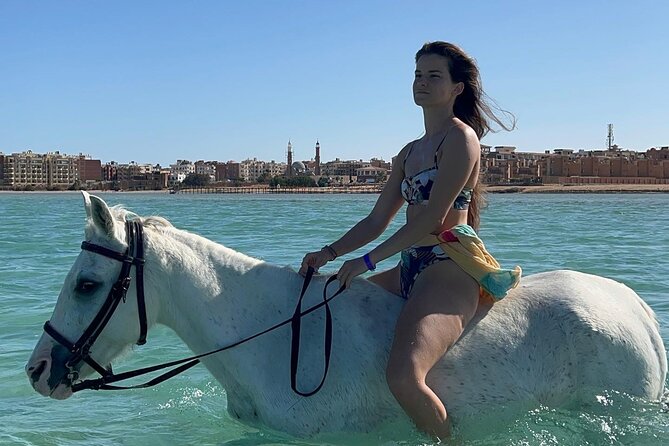 3-Hours Horse Riding and Swimming in Red Sea on the Beach and Dessert Hurghada