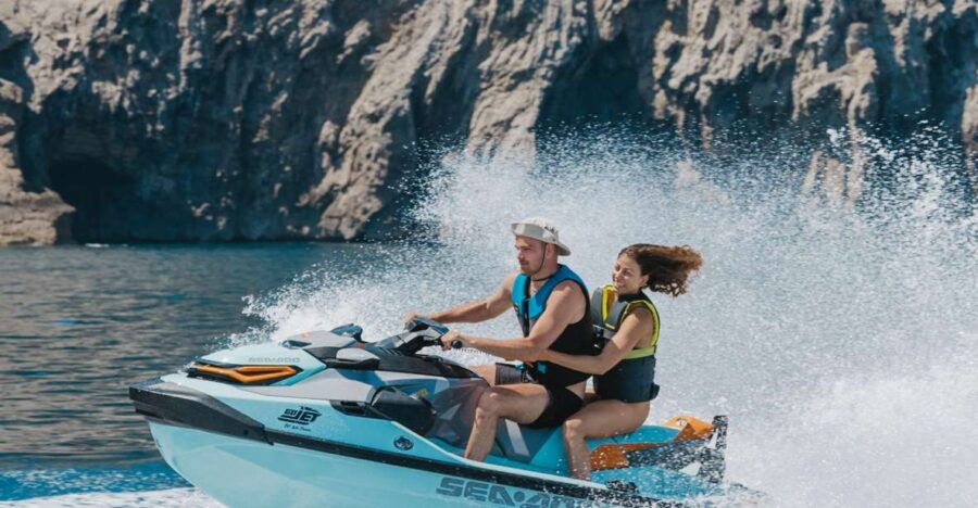Alcudia: Guided Jet Ski Tour Visiting Aucanada Island