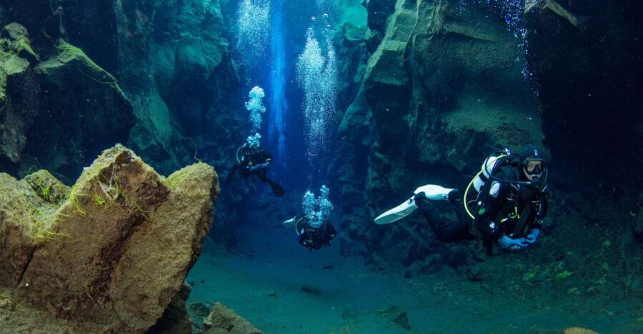 Diving in Silfra Fissure in Thingvellir National Park