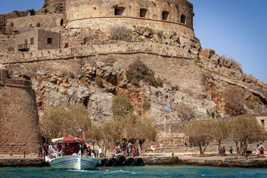 Elounda: Spinalonga Guided Boat Tour With BBQ and Swimming