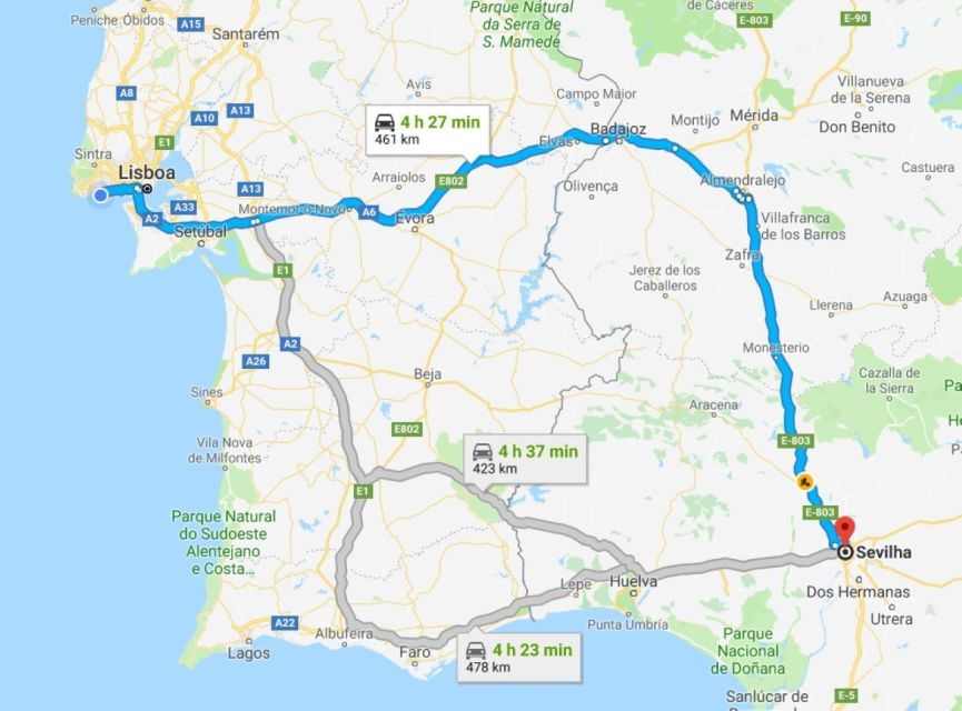 From Lisbon to Sevilha Transfer up to 7Pax (Long Distance) - Good To Know