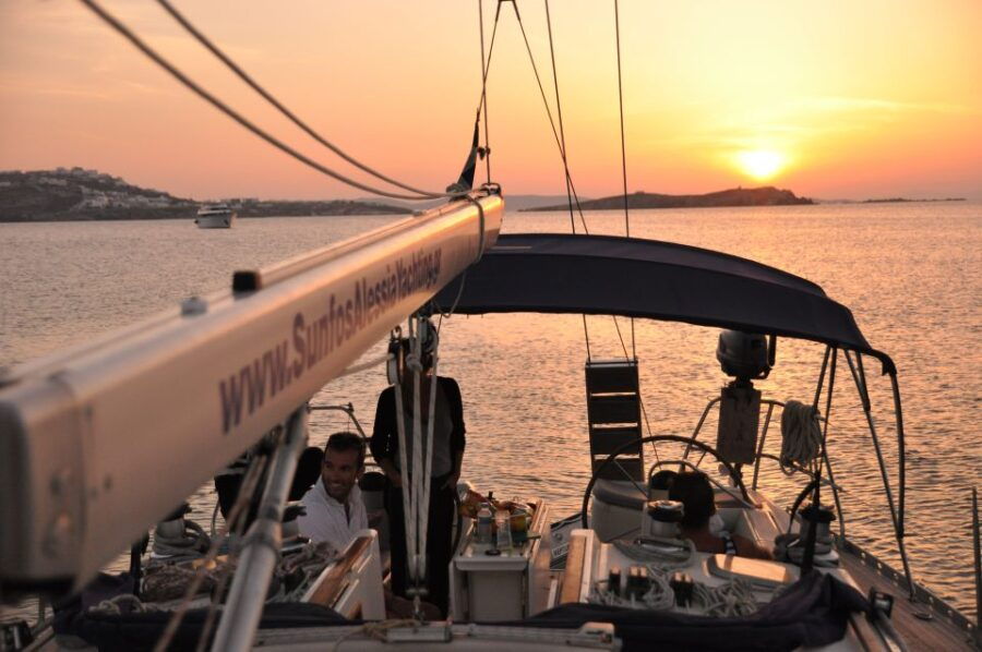 Mykonos: Sunset Yacht Cruise for Adults-Only With Transfers