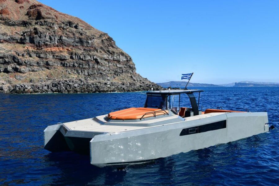 Oia: Private Santorini Catamaran Tour for Two With Drinks