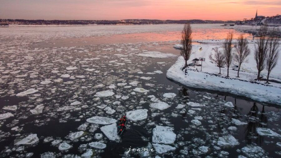 Quebec City: Ice Canoeing With Hot Chocolate & Sauna