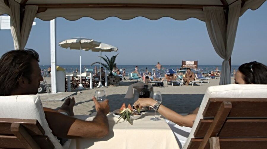 Riccione: Umbrella and Loungers at Baia Degli Angeli Beach