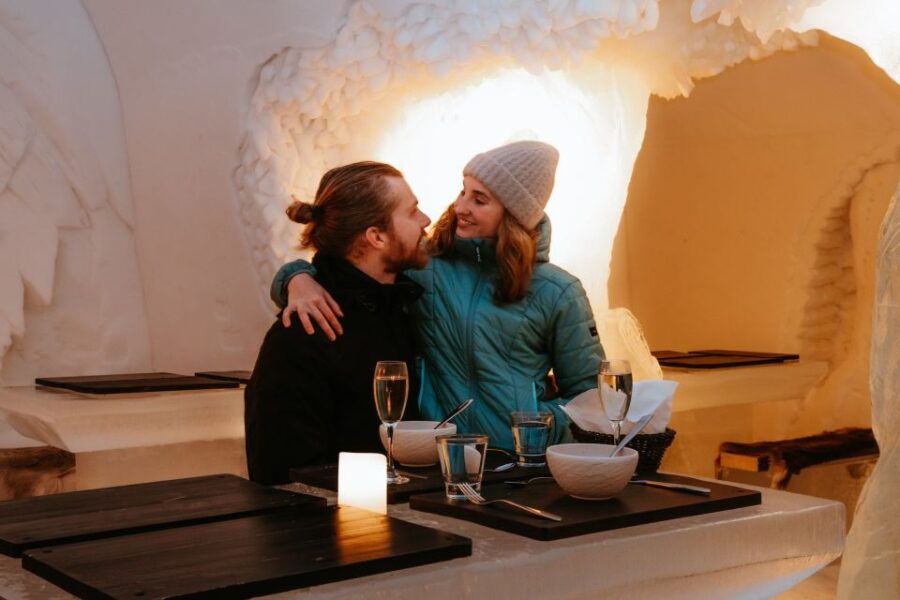 Rovaniemi: Ice Restaurant Dinner With Snow Sauna & Transfer