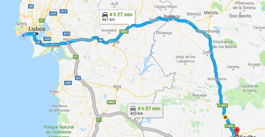 Transfer From Lisbon to Sevilha up to 3Pax (Long Distance) - Transportation Details