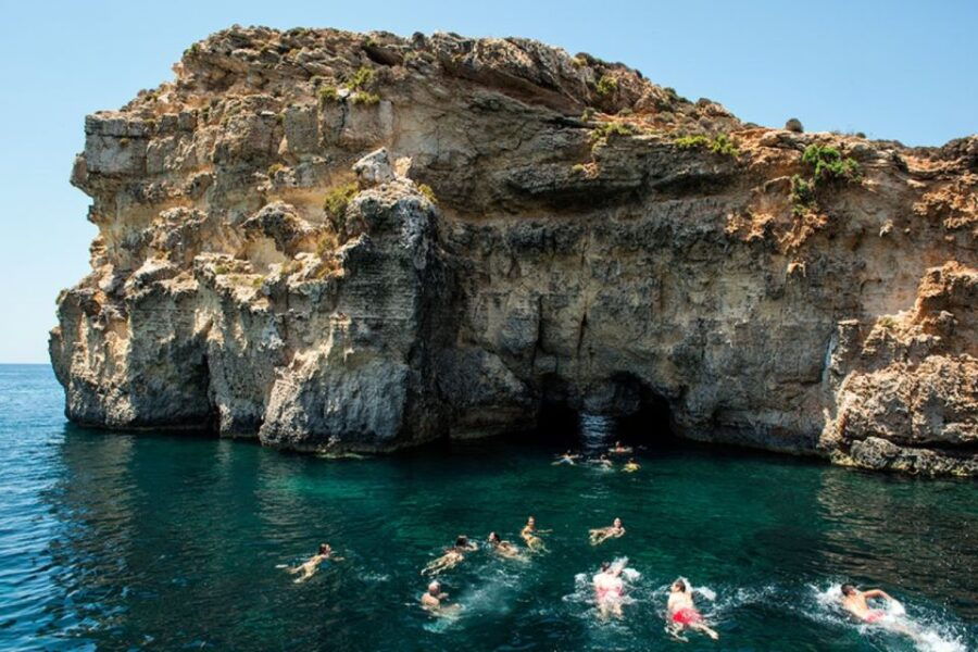 From Gozo:Around Comino, Blue Lagoon, Crystal Lagoon & Caves