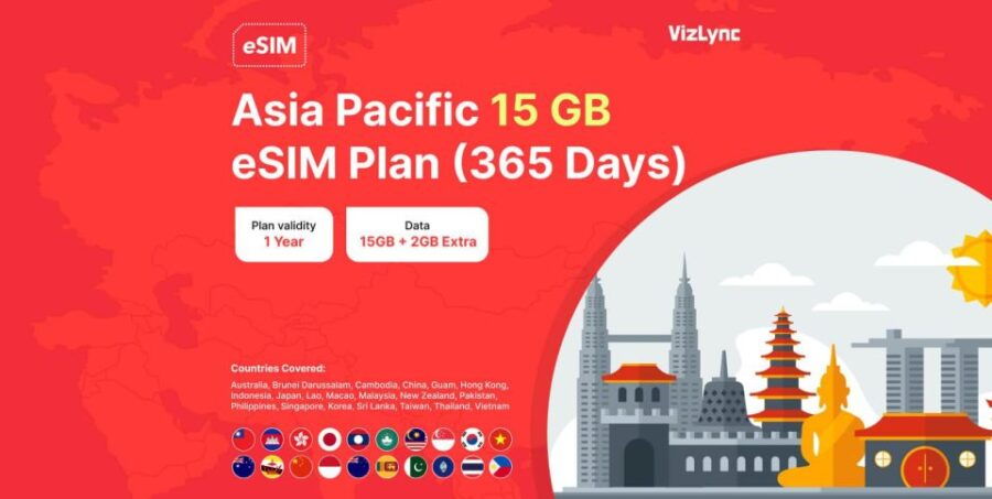 Asian 15 GB Esim Data Plan - Stay Connected on the Go ! - Covered Countries