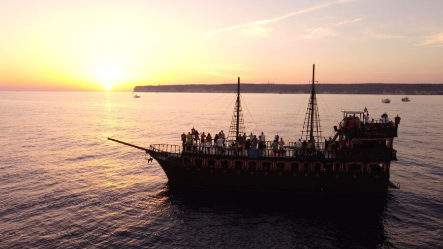 Lampedusa: Sunset Dolphin Sighting on a Pirate Ship