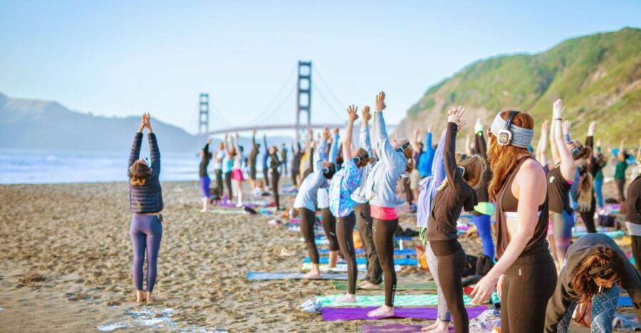 San Francisco: Silent Disco Yoga at Baker Beach