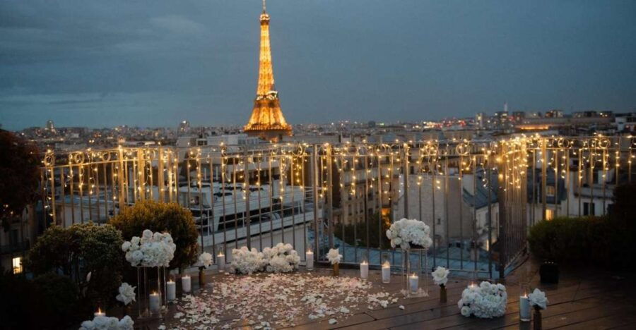 Wedding Proposal on a Parisian Rooftop With 360 View - Romantic Setting With Eiffel Tower View
