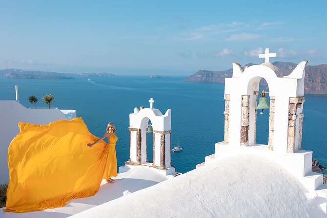 Flying Dress Photoshoot in Santorini