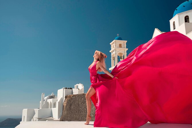 Dreamy Flying Dress Photoshoot in Santorini - Photoshoot Highlights