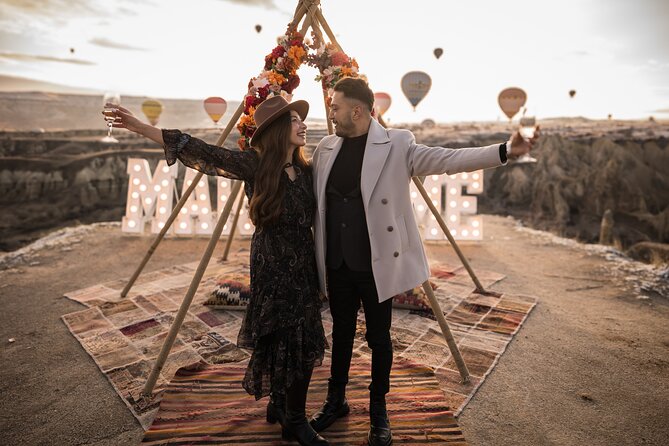 Marriage Proposal At Sunrise Time With Balloon View