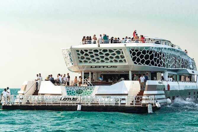 Lotus Mega Yacht Dinner Cruise at Dubai Marina - Live DJ and Swimming Pool