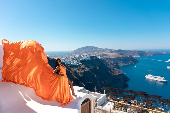 Flying Dress Photoshooting Santorini