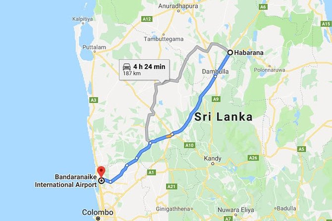 Habarana City to Colombo Airport (CMB) Private Transfer