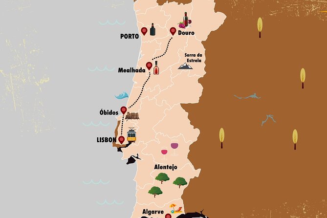 Lisbon to Douro With Stop at Óbidos (Ginja) and Underground Museum (Brandy) - Itinerary Details