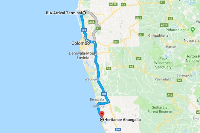 Private Taxi From Sri Lanka Airport (Cmb-Bia) to Heritance Ahungalla - Service Details