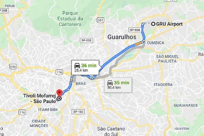 Taxi Transfer Executive GRU Airport to Tivoli Mofarrej – São Paulo