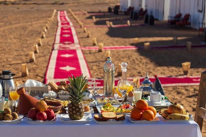Merzouga: Overnight in Luxury Desert Camp With Camel Ride, Meals & Sandboarding - Meals: Breakfast, Dinner, Coffee/Tea