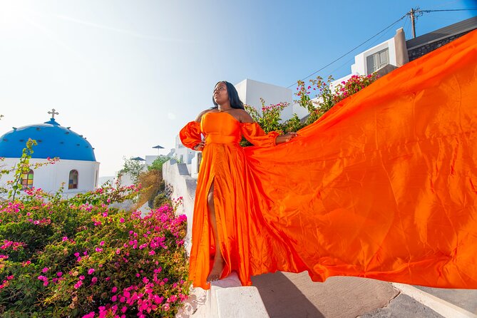 Private Professional Flying Dress Photo Shoot Santorini - Operator and Pricing Details