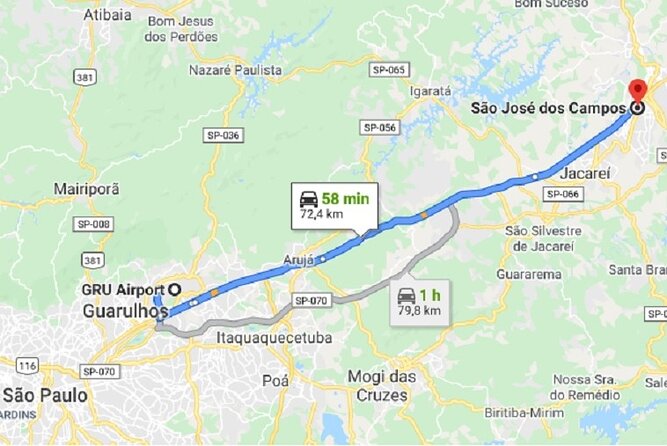 Taxi Transfer Executive From GRU Airport to São José Dos Campos, SP - Inclusions