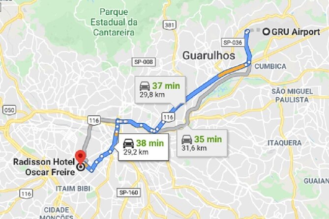 Taxi Transfer Executive GRU Airport X Radisson Hotel Oscar Freire