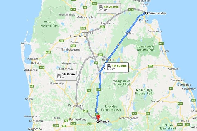 Trincomalee City to Kandy City Private Transfer - Pickup Information