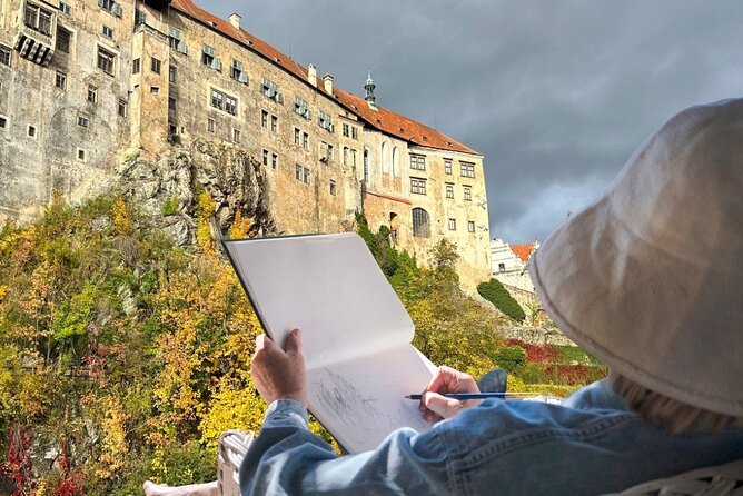 Castle Painting From Krumlov Island With Drink & Dessert - Good To Know