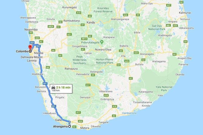 Ahangama City to Colombo City Private Transfer