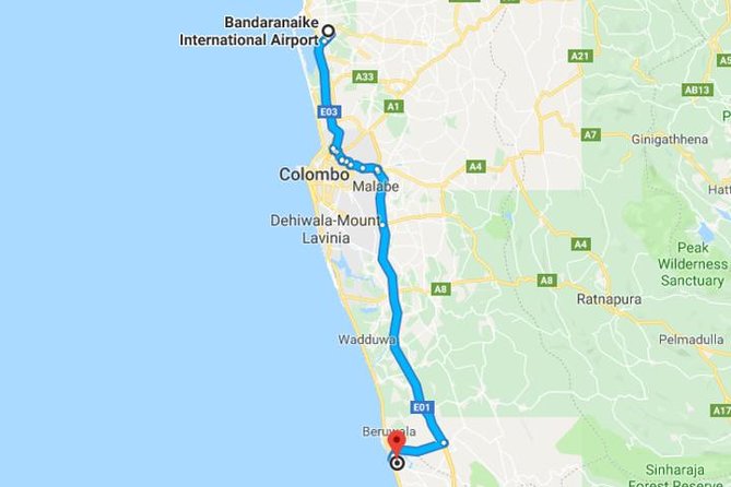 Colombo Airport (CMB-BIA) Taxi Transfer to Bentota Hotels